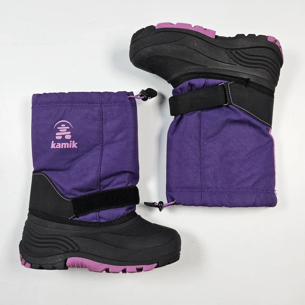 Kamik Snow Boots Kids Size 4 Purple Waterproof Insulated Winter Made in Canada